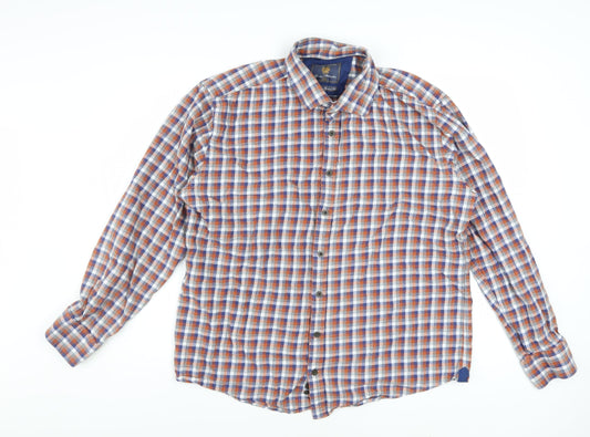 Brook Taverner Men's Multicoloured XL Checked Cotton Button-Up Shirt