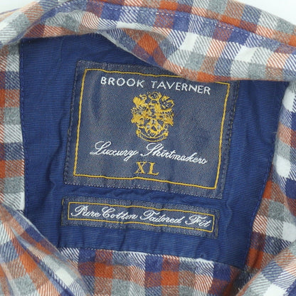 Brook Taverner Men's Multicoloured XL Checked Cotton Button-Up Shirt