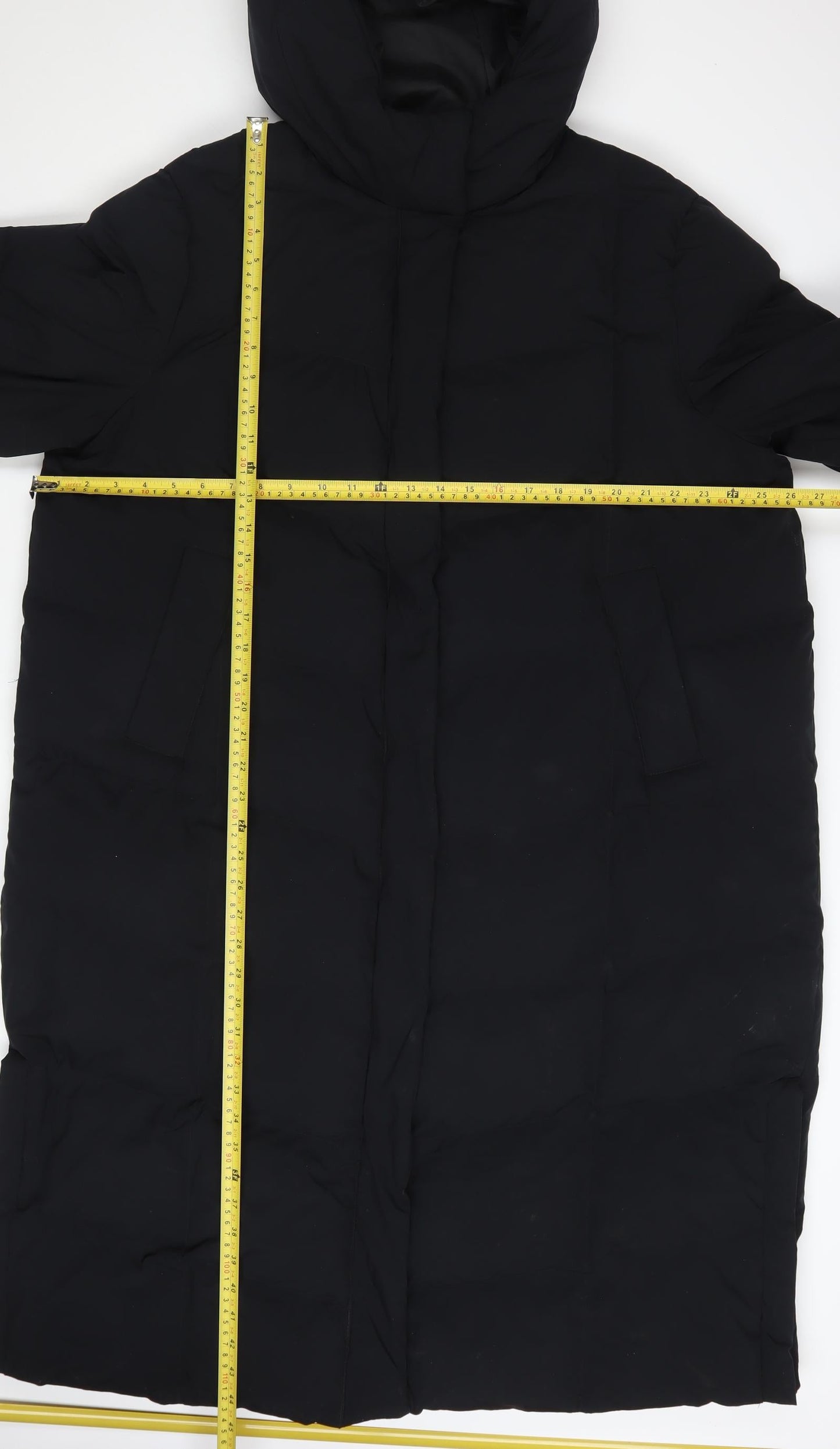 Marks and Spencer Women Black Long Puffer Coat Size 18 Hooded Winter Jacket
