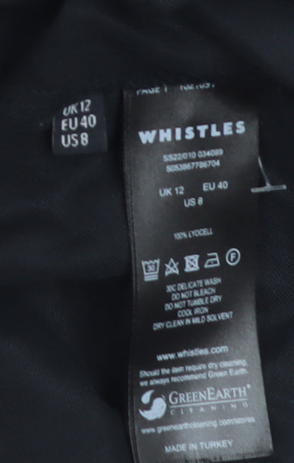 Whistles Women's Black Lyocell Long Sleeve Button Blouse UK 12