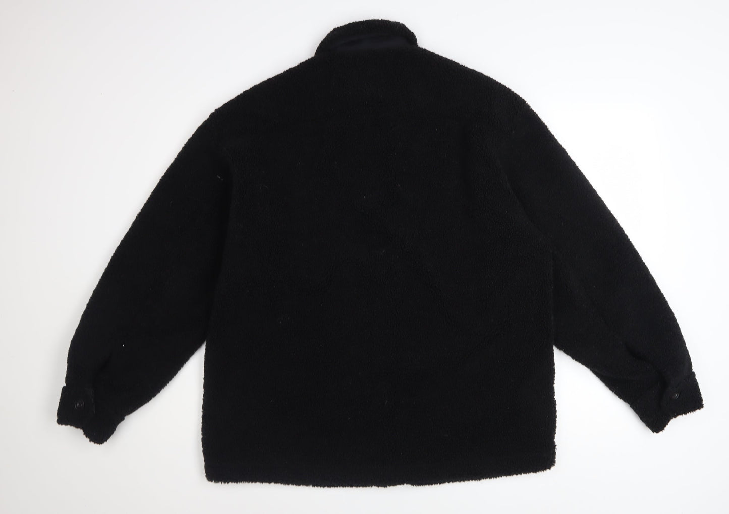 Uniqlo Women Black Fleece Button-Up Jacket Size M