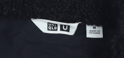 Uniqlo Women Black Fleece Button-Up Jacket Size M