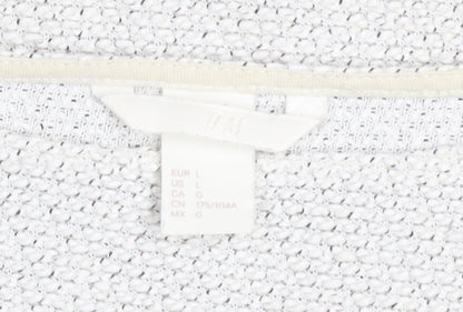 H&M Women White L Knit Jumper Long Sleeve Cotton Blend
