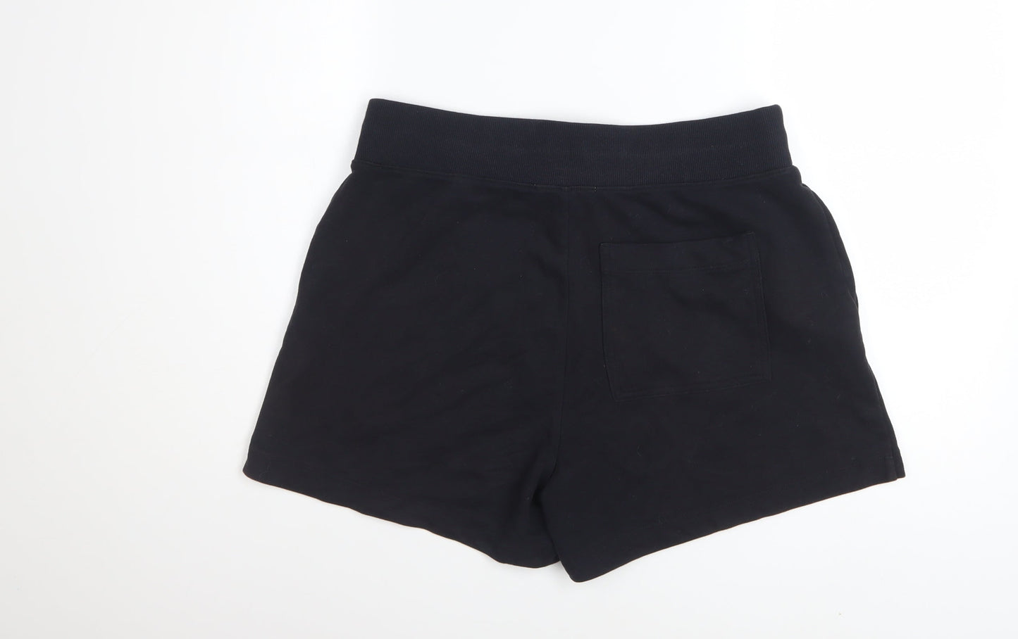 Marks and Spencer Women Black Size 14 Sweat Shorts Drawstring Cotton Blend