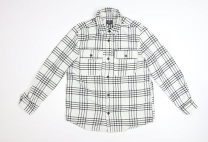 H&M Men's Black & White Checked Long Sleeve Button-Up Shirt Size M