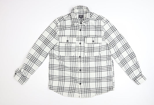 H&M Men's Black & White Checked Long Sleeve Button-Up Shirt Size M
