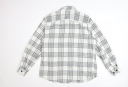 H&M Men's Black & White Checked Long Sleeve Button-Up Shirt Size M