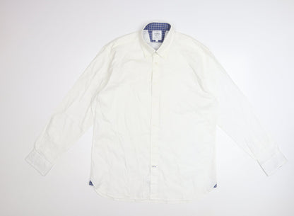 T.M. Lewin Thomas Mayes Men's White Cotton Long Sleeve Dress Shirt L