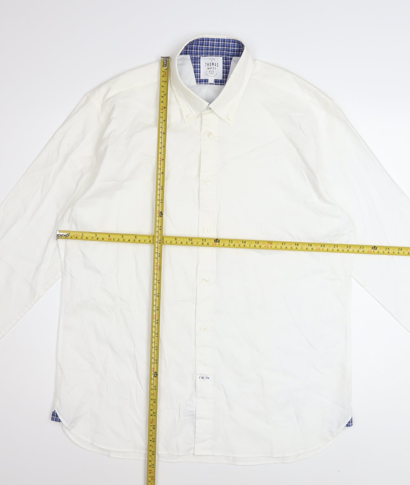 T.M. Lewin Thomas Mayes Men's White Cotton Long Sleeve Dress Shirt L