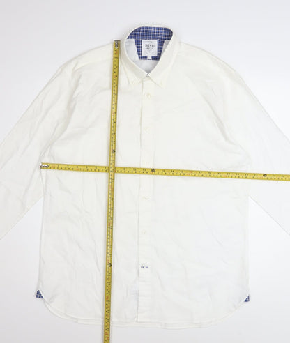 T.M. Lewin Thomas Mayes Men's White Cotton Long Sleeve Dress Shirt L
