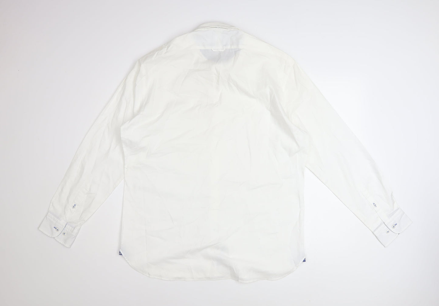 T.M. Lewin Thomas Mayes Men's White Cotton Long Sleeve Dress Shirt L