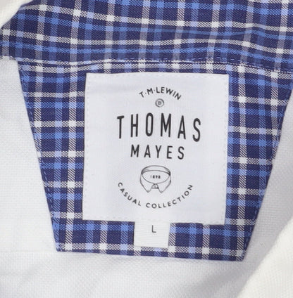 T.M. Lewin Thomas Mayes Men's White Cotton Long Sleeve Dress Shirt L