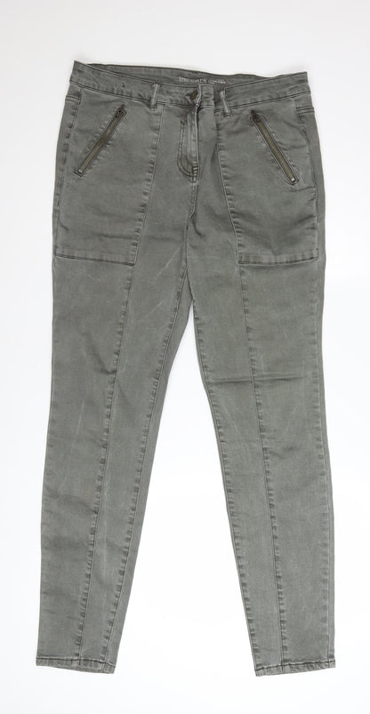 Next Women’s Grey Biker Skinny Jeans Size 16 Long Stretch Denim