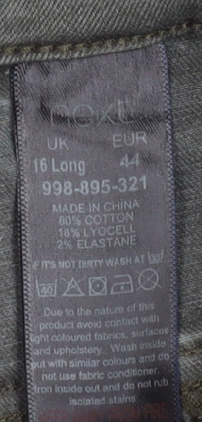 Next Women’s Grey Biker Skinny Jeans Size 16 Long Stretch Denim