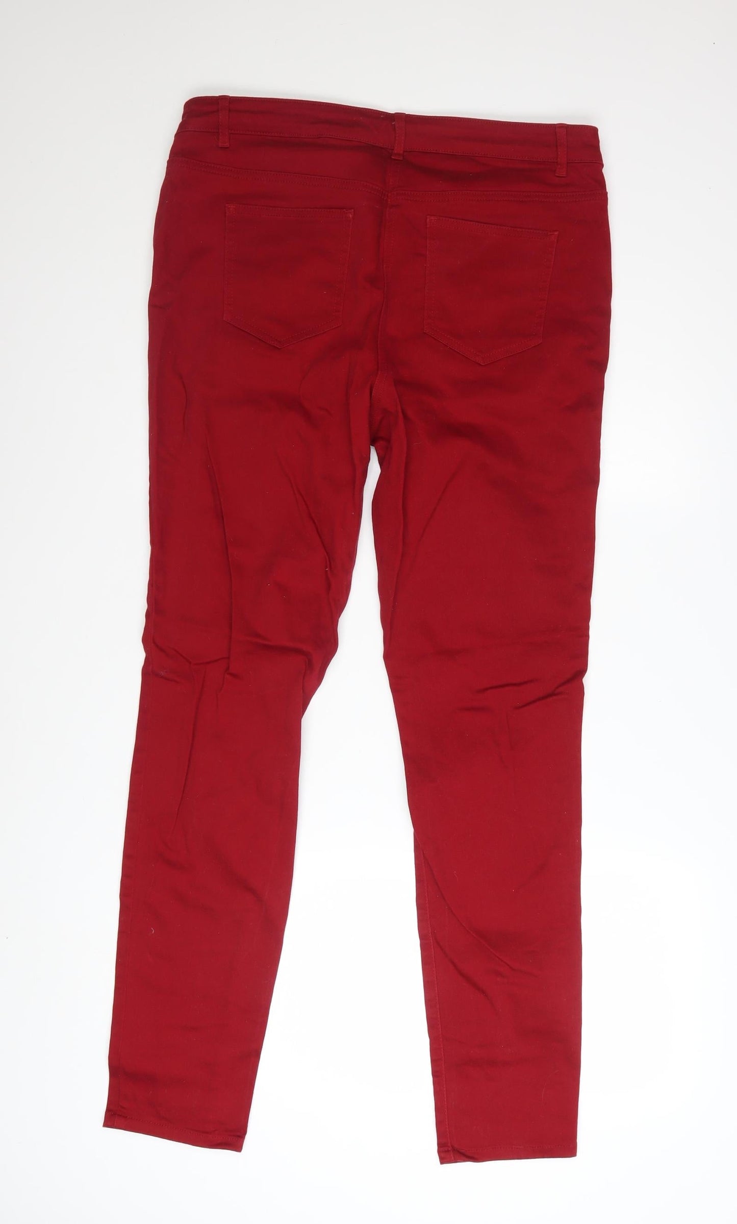 Next Women's Red Biker Skinny Jeans Size 16 Tall Stretch Denim