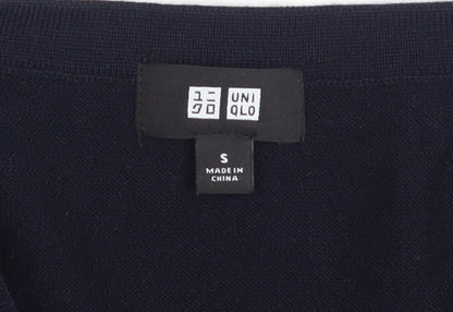 UNIQLO Men’s Black Wool V-Neck Jumper Size S Regular Fit
