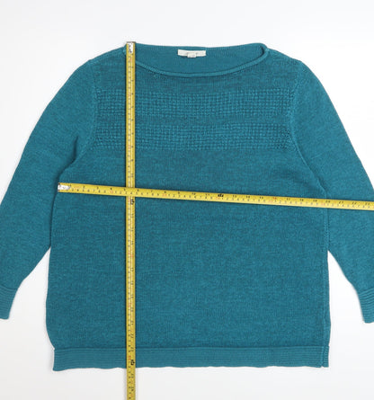 White Stuff Women’s Blue Linen Cotton Pullover Jumper Size 18