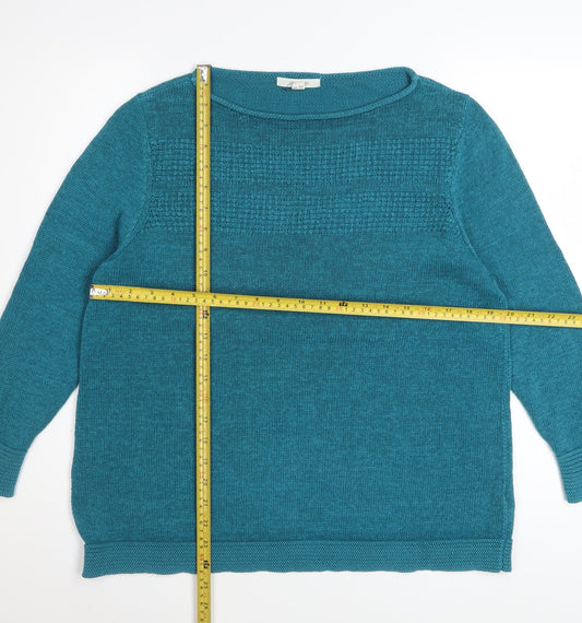 White Stuff Women’s Blue Linen Cotton Pullover Jumper Size 18