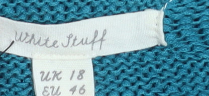 White Stuff Women’s Blue Linen Cotton Pullover Jumper Size 18