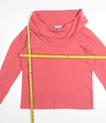 Wallis Women Pink Cowl Neck Long Sleeve Acrylic Jumper Size 16