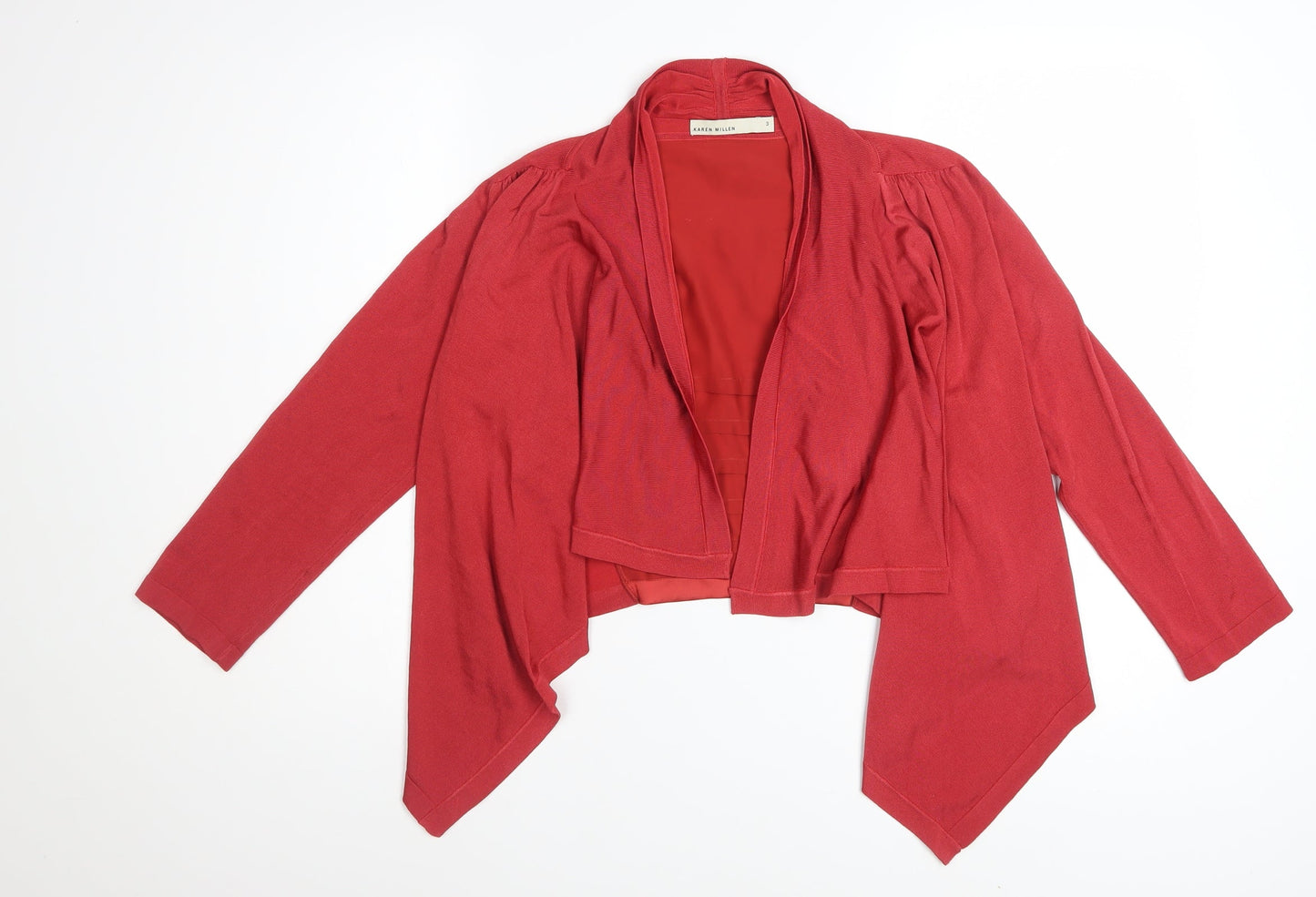 Karen Millen Women's Red Cardigan Size 12 Silk Trim Knit