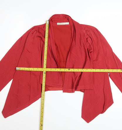 Karen Millen Women's Red Cardigan Size 12 Silk Trim Knit