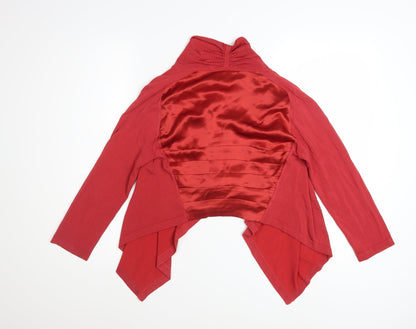 Karen Millen Women's Red Cardigan Size 12 Silk Trim Knit