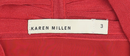 Karen Millen Women's Red Cardigan Size 12 Silk Trim Knit