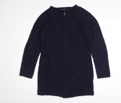 Dorothy Perkins Women Blue Size 10 Full Zip Chunky Knit Cardigan