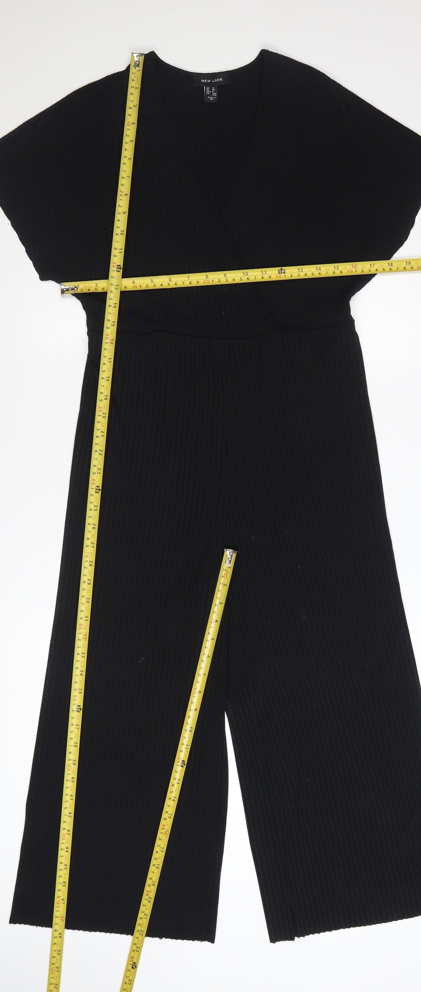 New Look Women’s Black V-Neck Wide Leg Jersey Jumpsuit Size 12