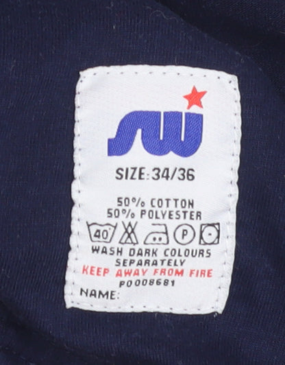 SW Men’s Blue Colourblock Long Sleeve Rugby Polo Shirt Size 34