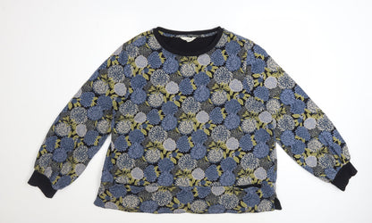 Seasalt Cornwall Women's Blue Floral Organic Cotton Sweatshirt UK 16