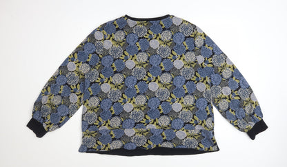 Seasalt Cornwall Women's Blue Floral Organic Cotton Sweatshirt UK 16