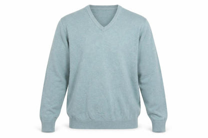 Cotton Traders Men’s Blue L V-Neck Cotton Jumper Classic Fit