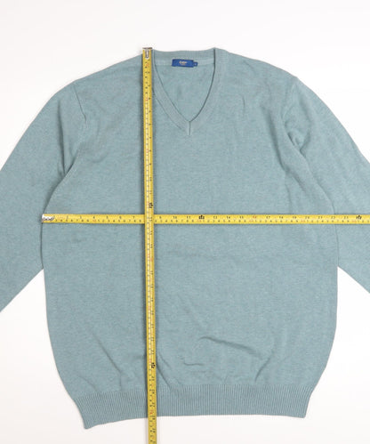 Cotton Traders Men’s Blue L V-Neck Cotton Jumper Classic Fit