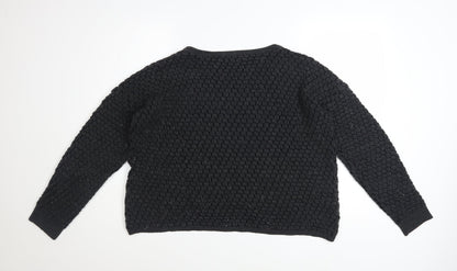 Monsoon Womens Black Medium Textured Knit Jumper