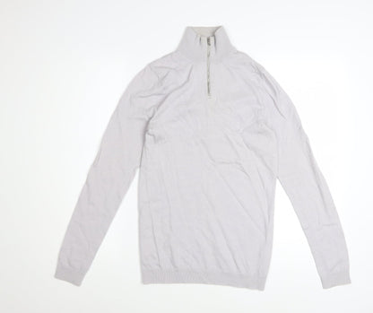 ASOS DESIGN Men’s Grey Merino Wool Half Zip Jumper Size S