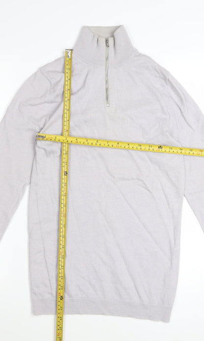 ASOS DESIGN Men’s Grey Merino Wool Half Zip Jumper Size S