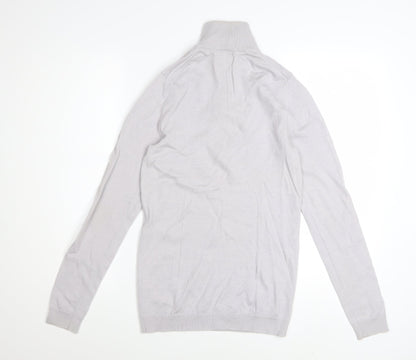 ASOS DESIGN Men’s Grey Merino Wool Half Zip Jumper Size S