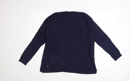 Joules Women's Blue Cotton Knit Crew Neck Jumper Size 12