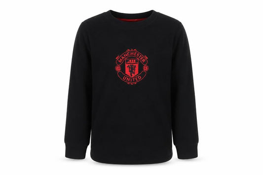 Manchester United Boys Black Fleece Pyjama Top 6-7 Years Long Sleeve