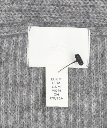 H&M Women’s Grey Off Shoulder Rib Knit Jumper Size 12