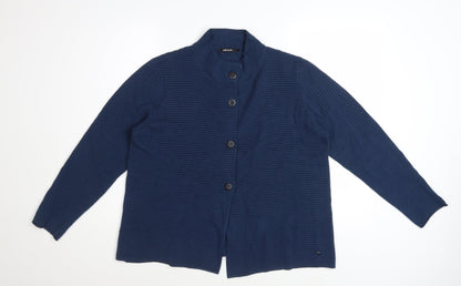 Olsen Women's Blue High Neck Button Cardigan Size 14