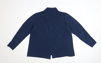 Olsen Women's Blue High Neck Button Cardigan Size 14