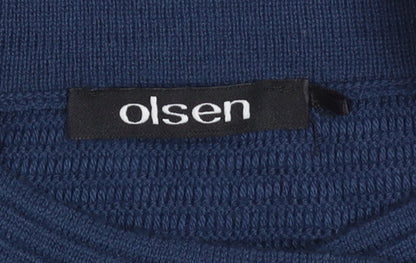 Olsen Women's Blue High Neck Button Cardigan Size 14