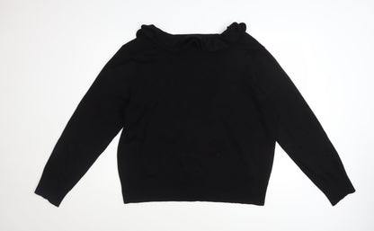 Nina Leonard Women’s Black Ruffle Edge Knit Cardigan 2XL