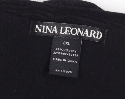 Nina Leonard Women’s Black Ruffle Edge Knit Cardigan 2XL