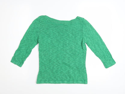 Minuet Womens Green 3/4 Sleeve Boat Neck Linen Cotton Jumper Size 10