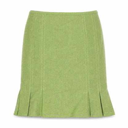 Topshop Women's Green Pleated Tweed Knee Length Skirt Size 12