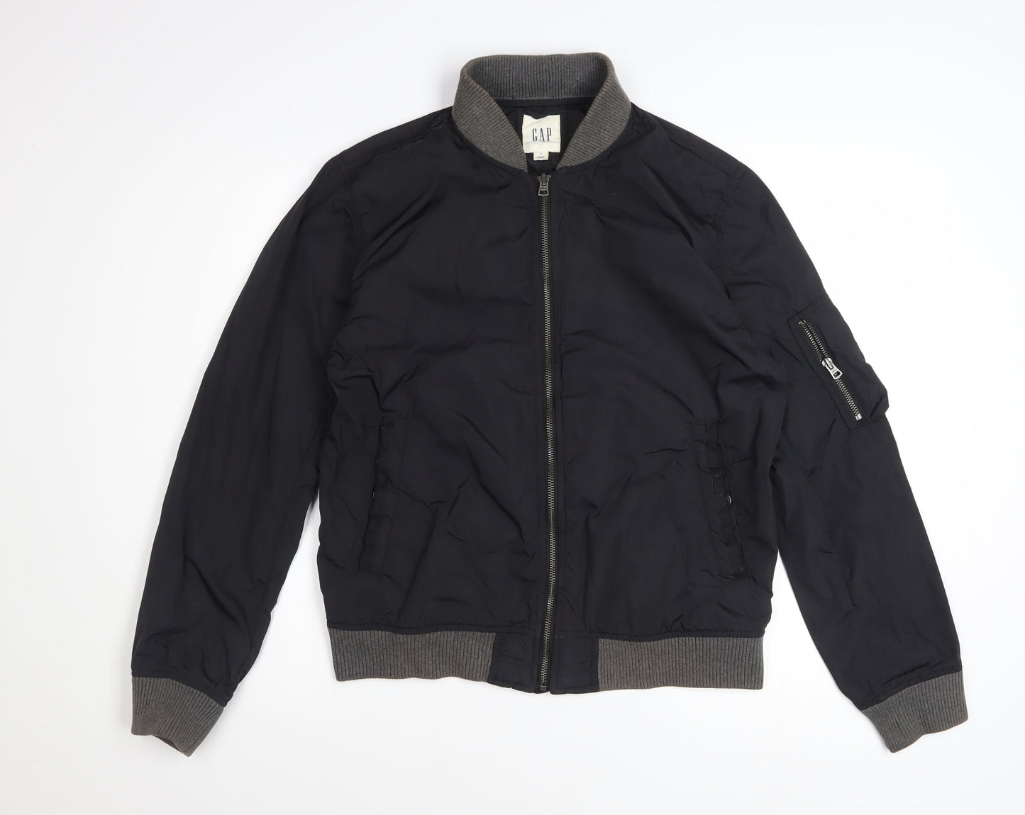 GAP Women’s Black Bomber Jacket Size S Nylon Casual Zip Up